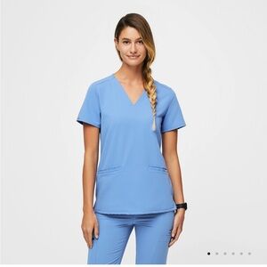 FIGS Blue V-Neck Scrub Top and Bottom Set